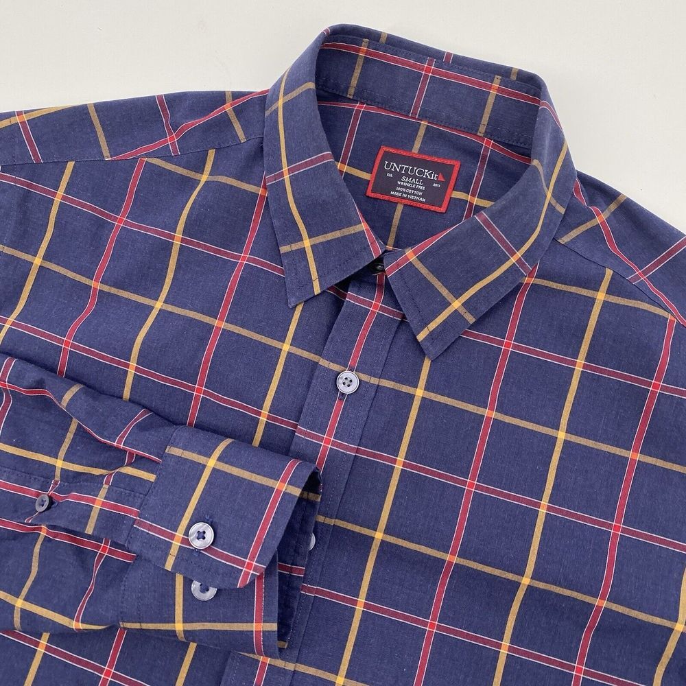 UNTUCKit Men’s Navy Plaid Button-Up Shirt